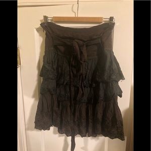 Zara Brown Tiered Ruffle Skirt